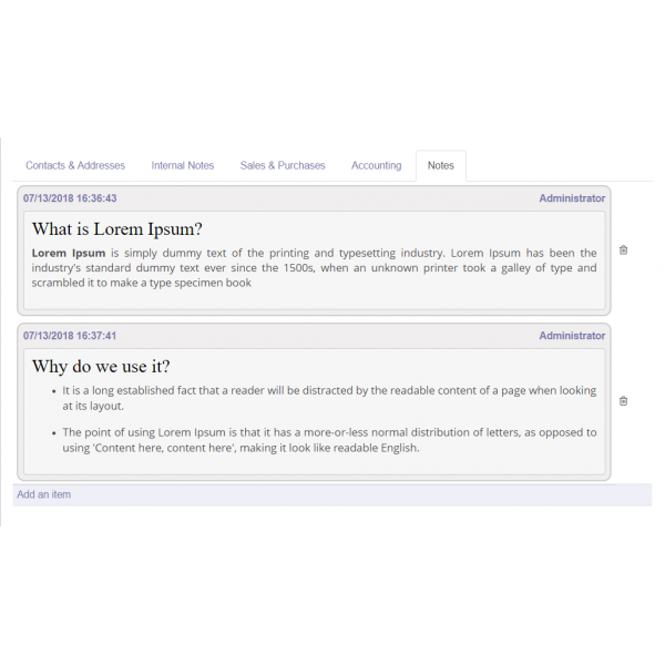 Customer notes Odoo 10