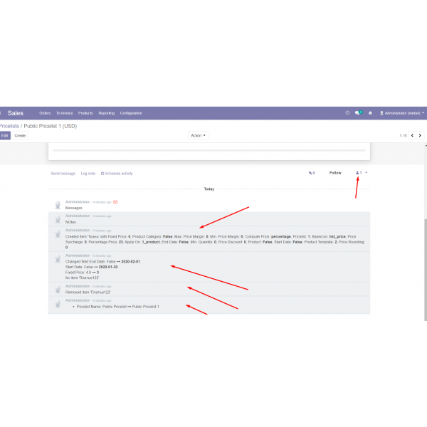 Price List Log by Unicoding Odoo 13